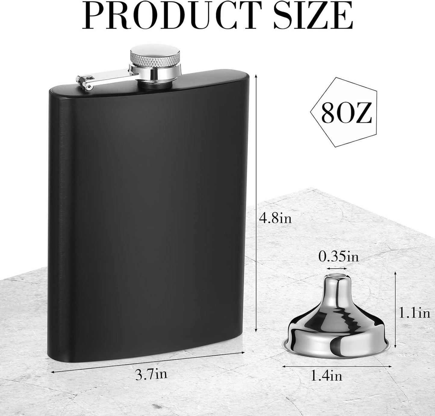 Liquid Patience 8oz Flask, Engraved Whisky Flask, Matte Black Stainless Steel Hip Flask, Funnel Included, Liquor Flask, Drink Flask