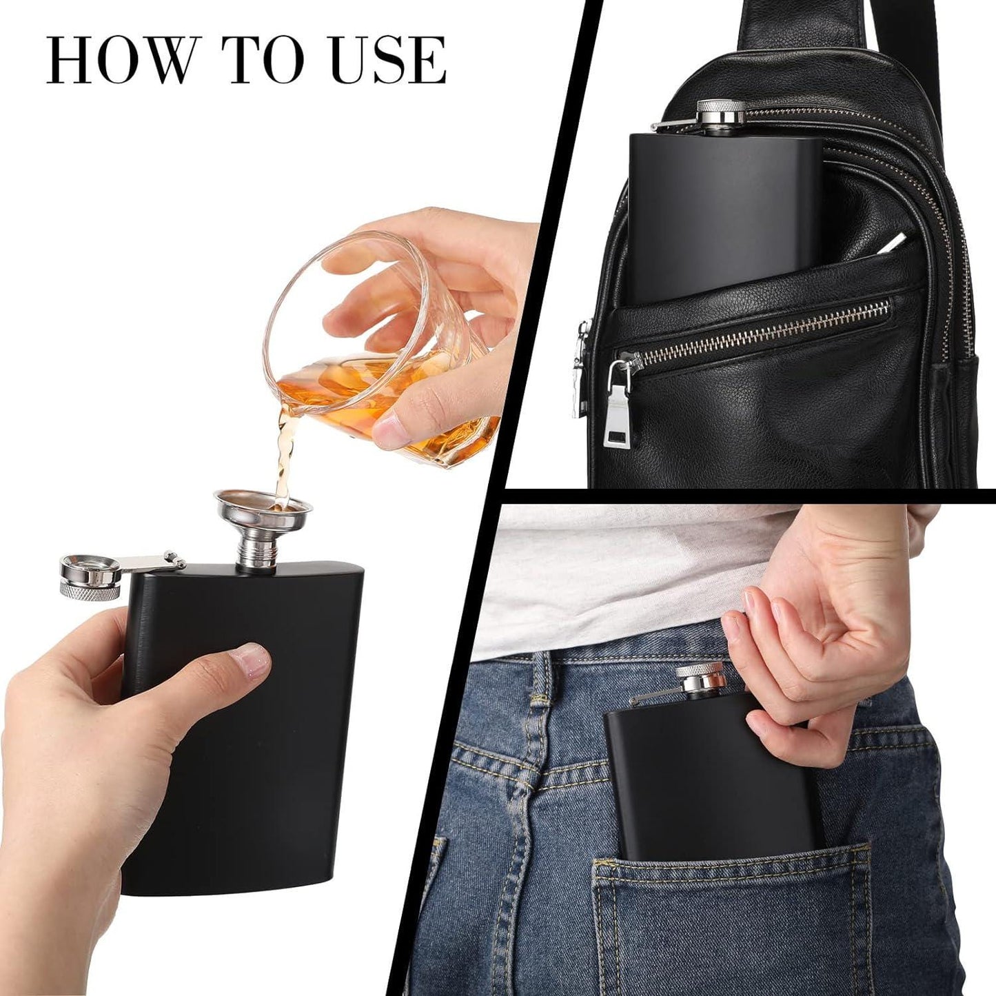 Liquid Patience 8oz Flask, Engraved Whisky Flask, Matte Black Stainless Steel Hip Flask, Funnel Included, Liquor Flask, Drink Flask