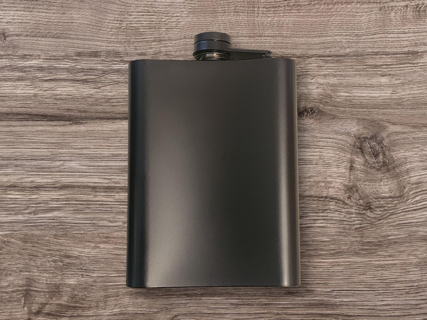 Distressed Flag 8oz Flask, Engraved Whisky Flask, Matte Black Stainless Steel Hip Flask, Funnel Included, Liquor Flask, Drink Flask