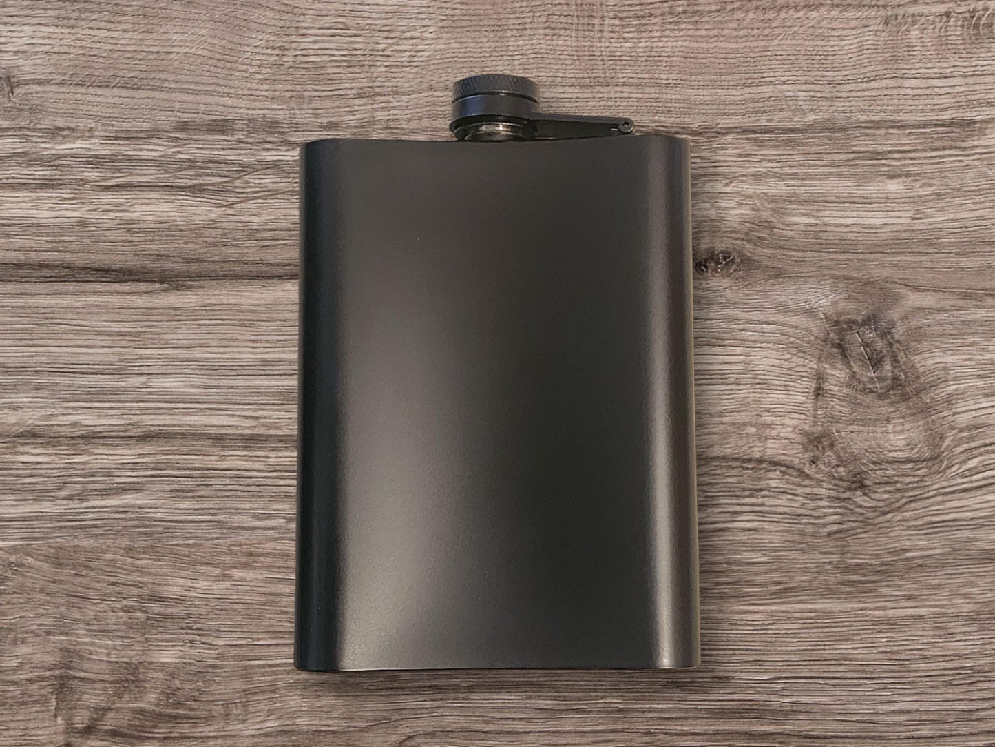 Liquid Patience 8oz Flask, Engraved Whisky Flask, Matte Black Stainless Steel Hip Flask, Funnel Included, Liquor Flask, Drink Flask