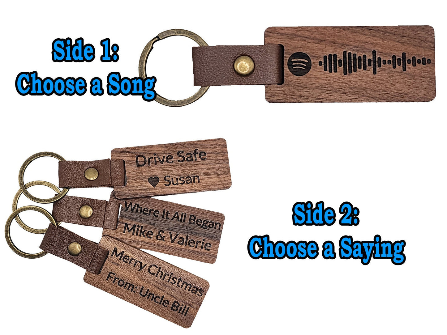 Spotify Keychain Rustic Wood Design | Personalized Song Keychain, Custom Music Keychain, Song Keyring Gift, Custom Engraved, 2 sided