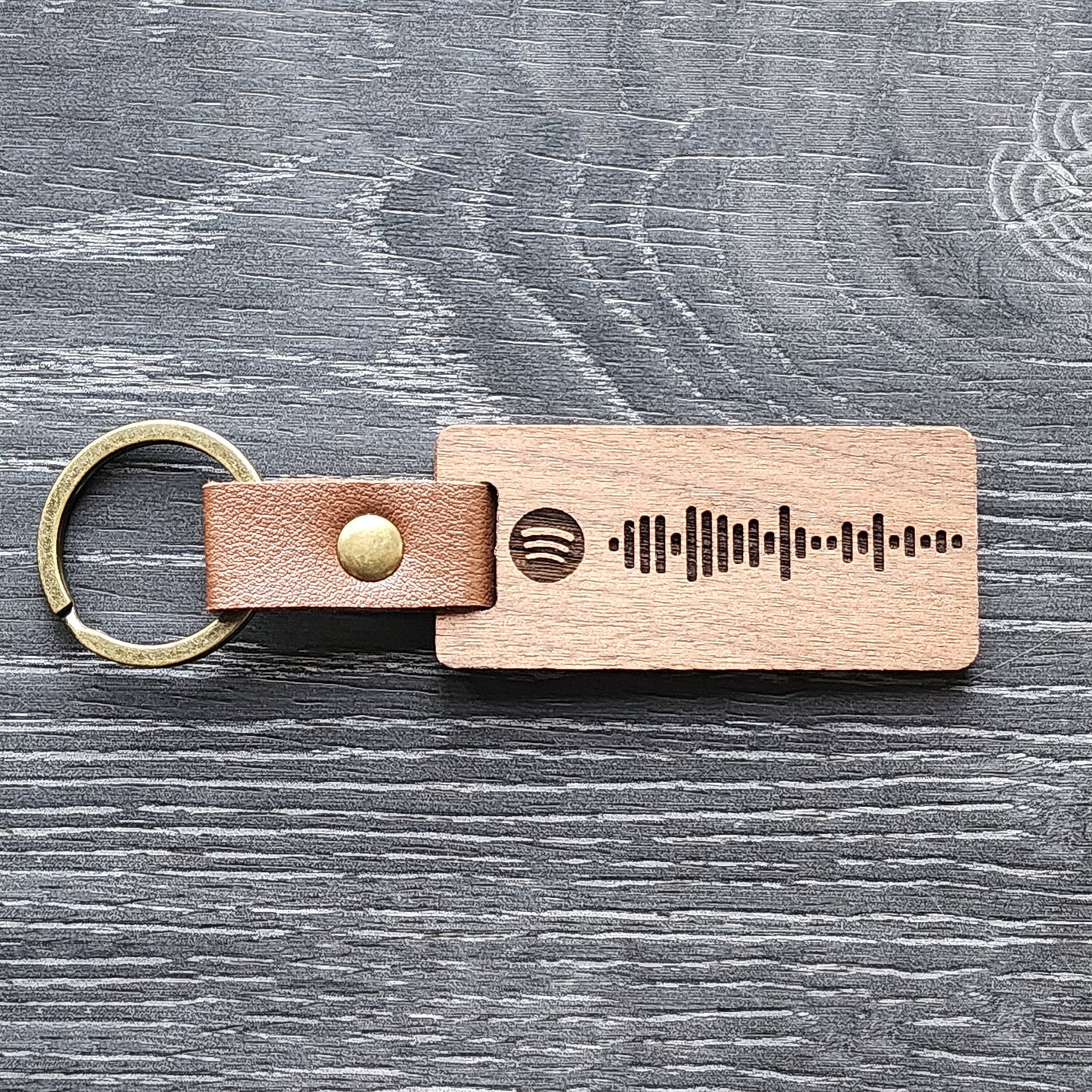 Spotify Keychain Rustic Wood Design | Personalized Song Keychain, Custom Music Keychain, Song Keyring Gift, Custom Engraved, 2 sided