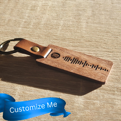 Spotify Keychain Rustic Wood Design | Personalized Song Keychain, Custom Music Keychain, Song Keyring Gift, Custom Engraved, 2 sided