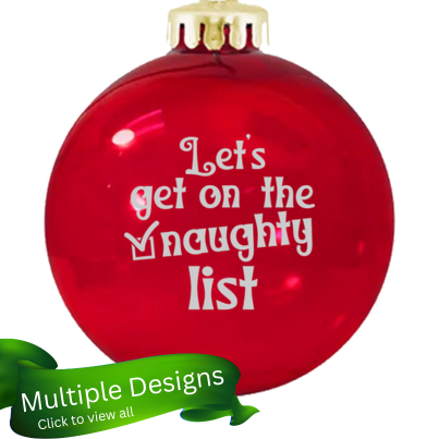 Naughty Christmas Glass Ornaments