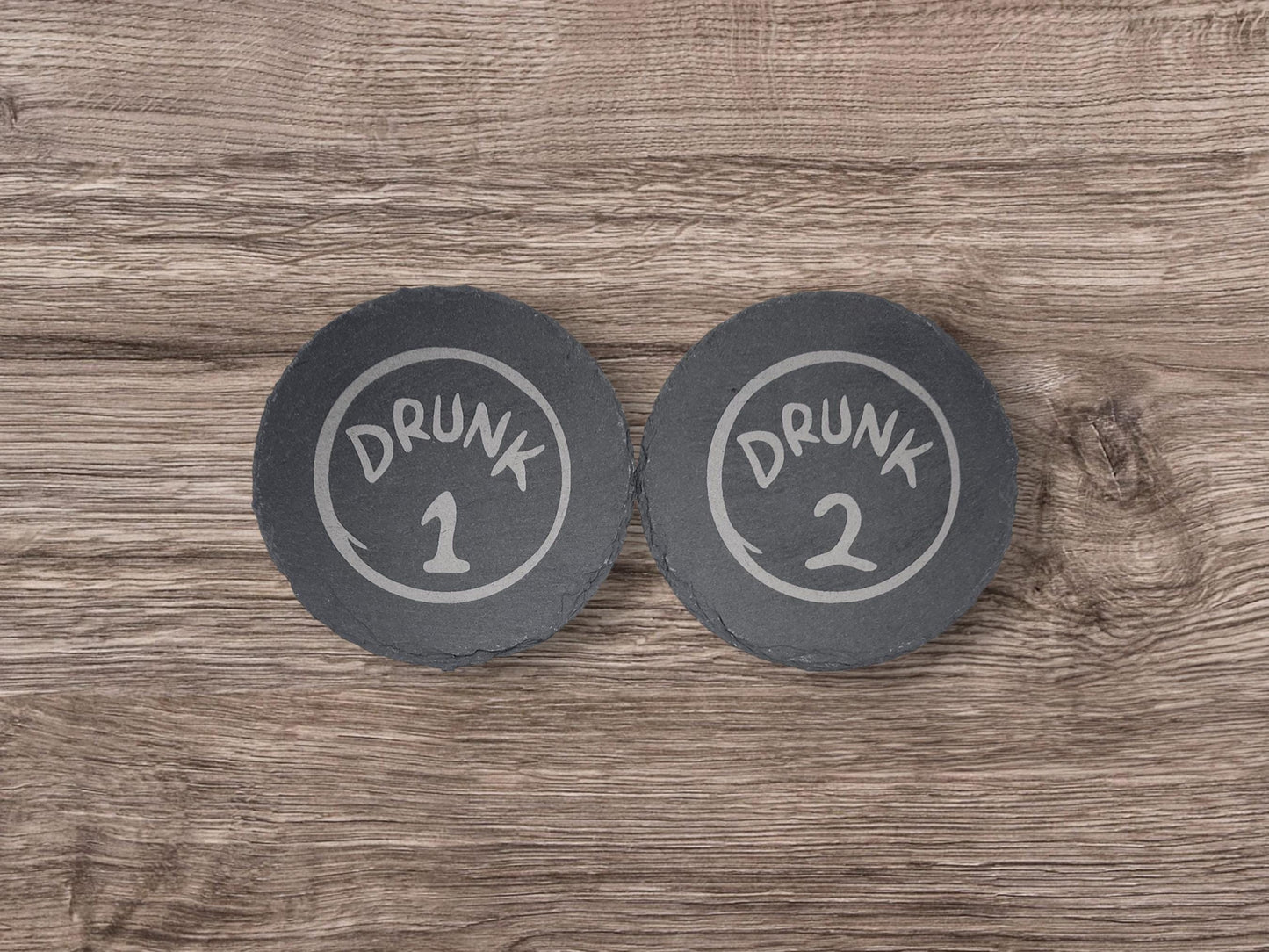 Drunk 1 Drunk 2 Slate Coasters, Natural Rock Unfinished, Home Decor, Drinkware, Housewarming Gift, Coffee Beer Bar Drink Coaster, Stone